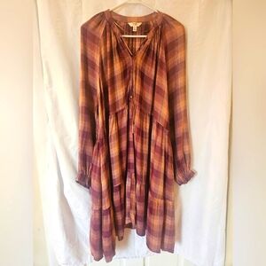 Plaid Long-Sleeve Dress